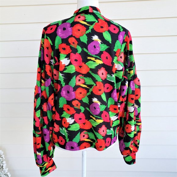 Zara colorful floral long balloon sleeve loose fitting top - Picture 4 of 5